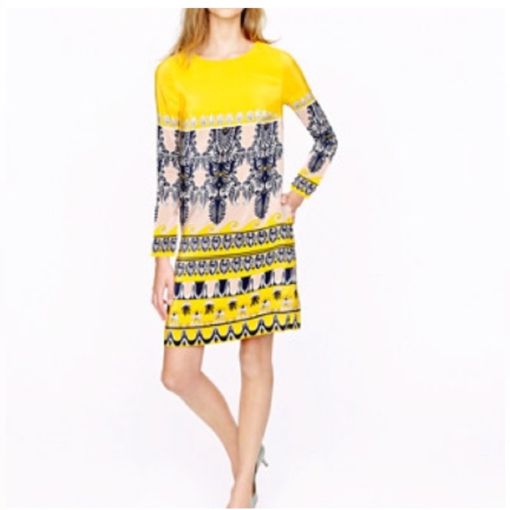 J Crew Yellow Print Dress Size 2